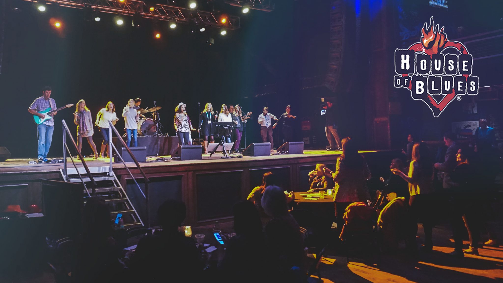House of Blues stage featuring live band karaoke musicians
